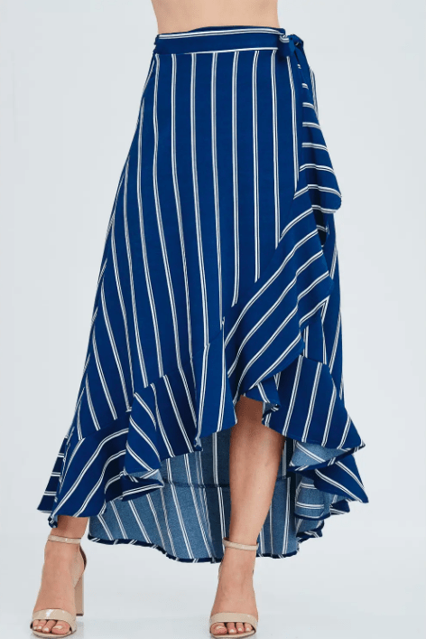 Blue longer pinstripe Skirt – Ande Andrea