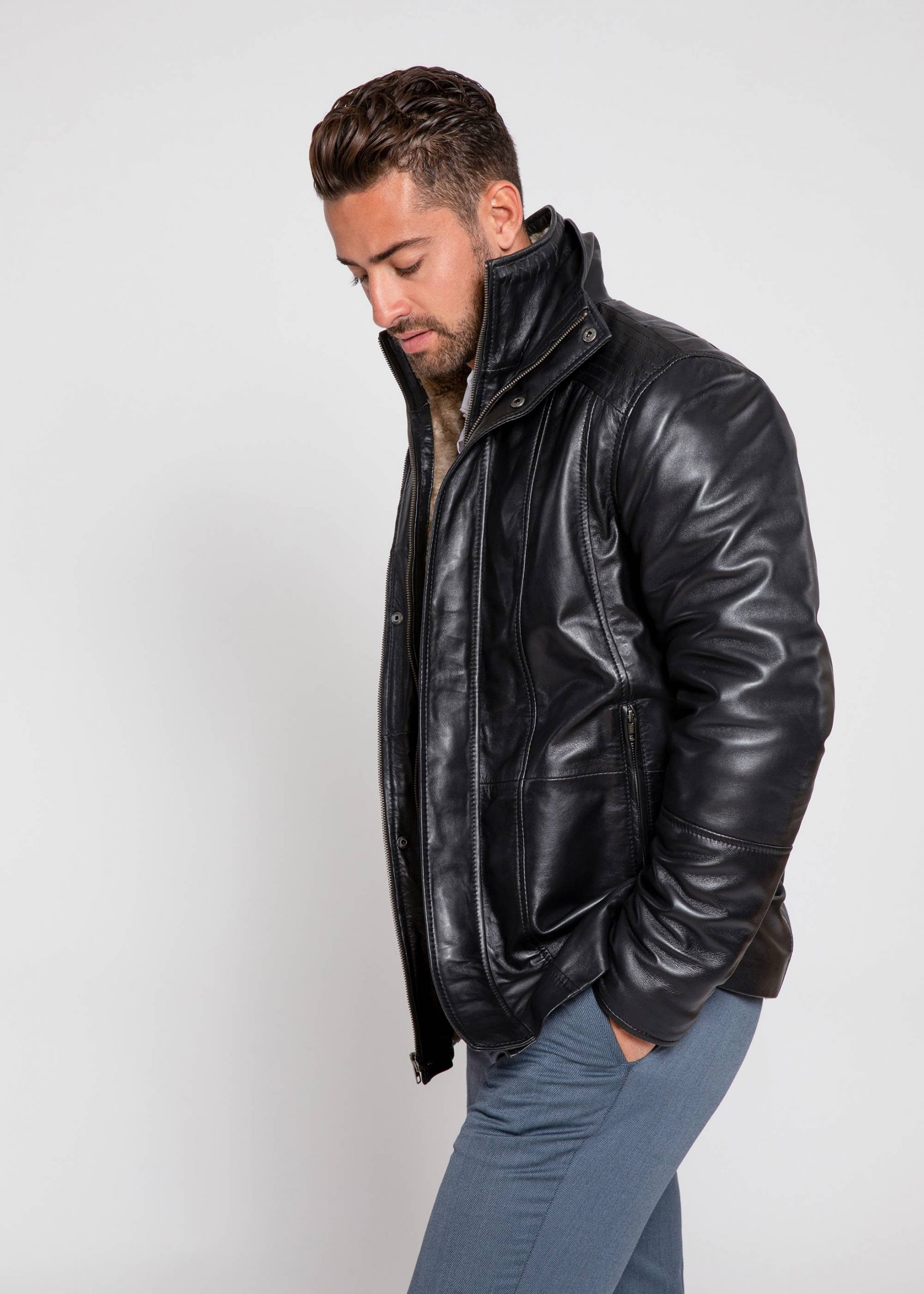 Black leather layered Jacket – Ande Andrea